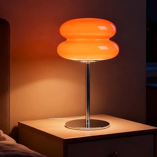 xiaojuande Bedroom Mushroom lamp, Medieval Modern Bedside Table lamp for Night Stands, Vintage dimmable Small Lamps, Cute Cool Desk Lamps Home Room Aesthetic Decor for Living Room(Orange) - Image 1