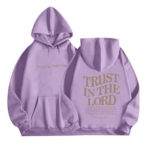 Tuislay Trust In The Lord Graphic Hoodies Christian Faith Sweatshirts For Women Bible Verse Religious Hoodie Pullover Tops - Image 1