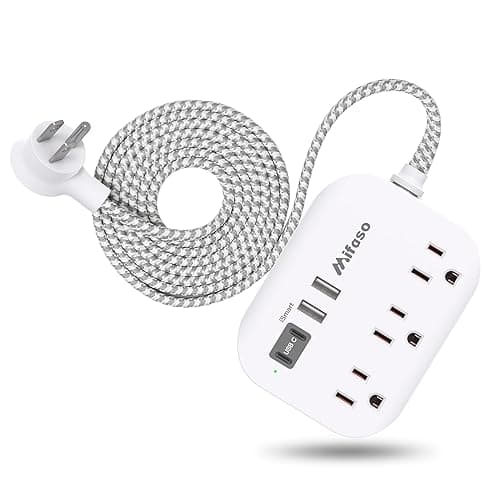 Cruise Ship Essentials - Mifaso Power Strip with USB Ports, 5Ft Flat Extension Cord with Multiple Outlets, USB Charging Station with Non Surge Protector for Cruise Ship, Travel, Dorm Room Essentials - Image 1