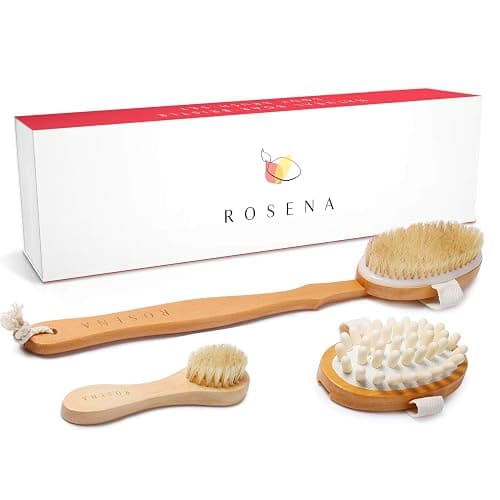 Dry Brushing Body Brush Set – Natural Bristle Spa Exfoliator Kit with Face Cleansing Brush, Long Dry Brushing Body Brush for Lymphatic Drainage & Massaging Cellulite Brush for Smooth, Radiant Skin - Image 1