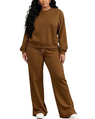 MOEENCN Women 2 Piece Outfits Sweatsuit Lounge Sets Casual Travel Sweatshirt And Wide Leg Tracksuit Matching Set - Image 1