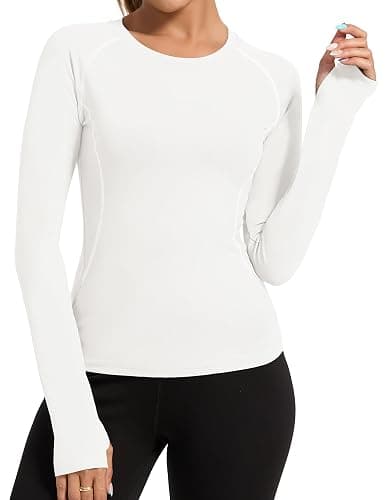 Loovoo Workout Tops for Women 1/2 Pack Long Sleeve Athletic Shirts with Thumb Holes Breathable Quick Dry Yoga T-Shirts - Image 1