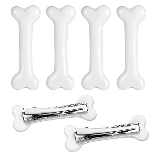 6 Pcs Bone Hair Clip, White Bones Hairpins Skull Skeleton HairPins for Women Girls White Dog Bone Alligator Clips Halloween Cosplay Costume Decorative Hair Pins Accessories, Daily Wear - Image 1