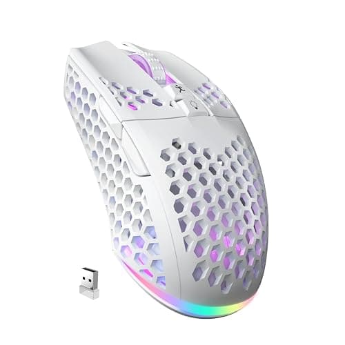 SOLAKAKA SM600 White Wireless Gaming Mouse,8000 DPI Tri-Modes BT5.1/Type-C Wired/2.4G Wireless Mouse with 2 Side Buttons, Programmable Macro Gamer Mouse with RGB Light for Laptop/PC/Mac - white - SM600 PRO - Image 1