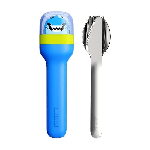 ZOKU Kids Pocket Utensil Set, Shark - Stainless Steel Fork, Knife, and Spoon in Case - Portable Design for Travel, School, Picnics, Camping and Outdoor Home Use - Image 1