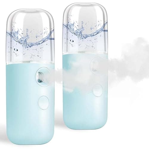 GIVERARE 2 Pack Nano Facial Steamer, Handy Mini Mister, USB Rechargeable Mist Sprayer, 30ml Visual Water Tank Moisturizing&Hydrating for Face, Skin Care, Eyelash Extensions-Blue - 2-pack Blue - Image 1