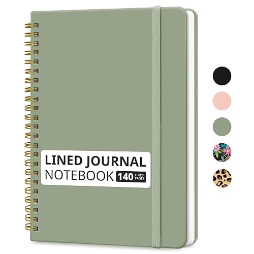 Lined Spiral Journal Notebook for Women & Men, 140 Pages, College Ruled Hardcover Notebook for Work & Note Taking, Journals for Writing, A5(6"x8") - Green - Image 1