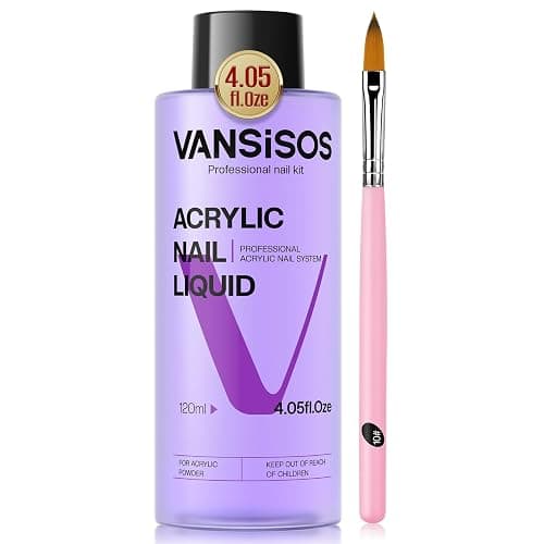 VANSISOS Monomer Acrylic Nail Liquid: 4fl.oz Professional EMA Acrylic Liquid Monomer with Nail Brush for Beginners at Home DIY Nail Salon Use Non-Yellowing MMA-Free - Image 1
