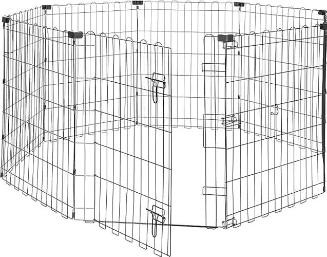 Amazon Basics Foldable Octagonal Metal Exercise Dog Playpen - Indoor/Outdoor, Single Door, Small (8 Panels, 24 x 30), Easy to assemble and store, 30" - Small, , Black - Single Door - 30"H - Image 1