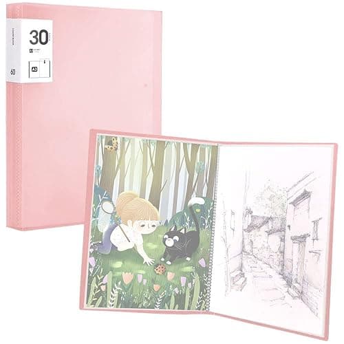 DZOZO A3 Diamond Painting Storage & Display Book with 30 Clear Pockets A3 Diamond Painting Folder for Storage Diamond Painting Pictures - Pink - 42cm x 32cm x 1.8cm(30 pages) - Image 1