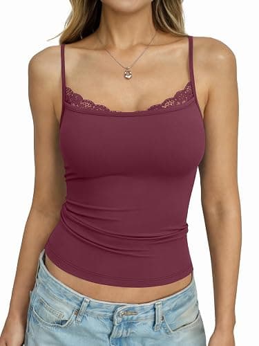 EasyGala Womens Lace Y2k Camisole Tank Tops Spaghetti Strap Square Neck Cute Shirts Sexy Trendy Summer Going Out Tops - Image 1