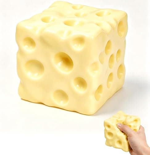 Crunchy Cheese Squishy Asmr Bead Filled, Slow Rising Squeeze | Squeeze Stress Cheese Squishies Slow Rising Squeeze Portable Rebound Calming Anxiety Relief Tool for Adults - Image 1