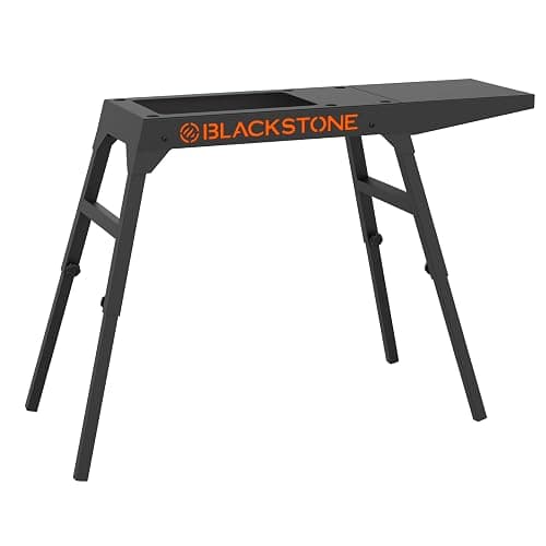 BLACKSTONE 5013 Collapsible 17” and 22” Tabletop Griddle Stand with Adjustable Legs and a Removable Side Shelf, Powder Coated Steel, Black - Image 1