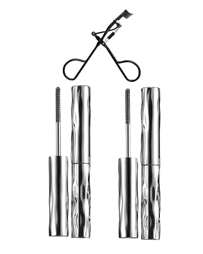 Iron Wand Mascara – Telescopic Tubing Mascara, Liquid Lash Extensions Effect, Waterproof & Long-Lasting, No Flaking, No Clumping, 3D Curling Wand for Bold, Defined Lashes (2 Black + Eyelash curler) - Image 1