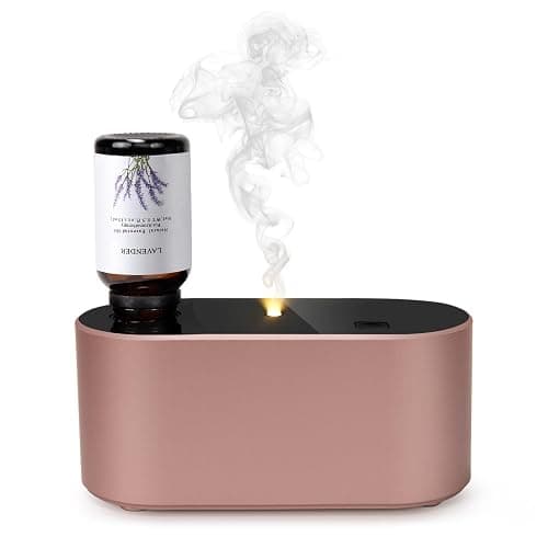 Lecdura Waterless Diffuser for Essential Oil, Battery Operated Scent Air Aromatherapy Diffuser, Mini Aroma Diffusers with 3 Intermittent Mist Modes, Cycle Start for Home Office Bedroom - Rose Gold - Image 1