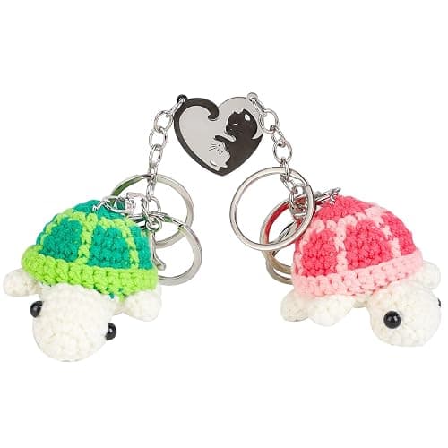 2pcs Turtle Keychain for Lovers Women Cute Crochet Key Chains for Handbags Tote Bags Car Charms Purse Backpacks Personalized - Image 1