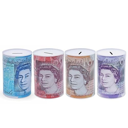 oth ® Sterling Money Tin, Piggy Bank Savings Money Tin, Money Box, Multi-colour, 15 x 10 x 10 cm Single Unit. - Image 1