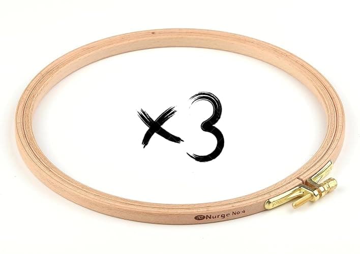Nurge 3 Pcs 7 Inch Premium Beech Wood Gold Clasp Embroidery Hoop 8mm/0.3" Thickness (190mm = 7.48" ~ Approx 7") (3 Pcs * 7") - Image 1