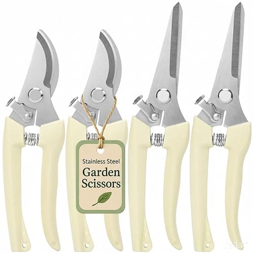 4PACK Pruning Shears, Stainless Steel Garden Shears, Sharp Handhled Gardening Scissors, Bypass & Straight Blade Garden Clippers for Plants, Flowers, Fruits Trees, Gardening Gifts for Women & Men - Image 1