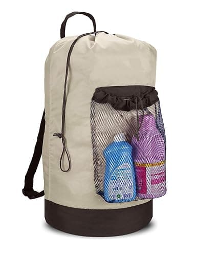 Dalykate Backpack Laundry Bag, 115L Large Hamper with Shoulder Straps, Drawstring Closure, Mesh Pocket, Khaki - Khaki - Image 1