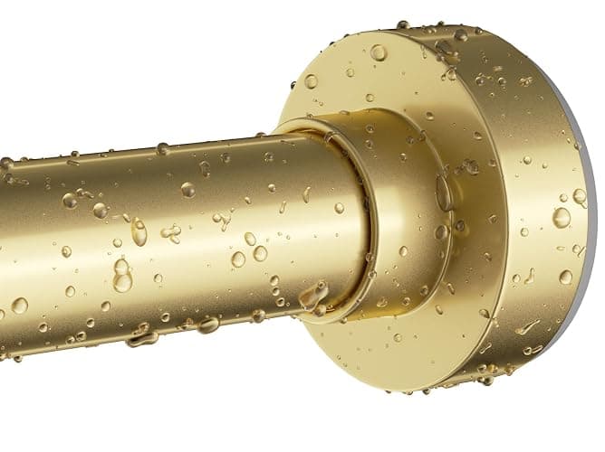 Emlaoe Gold Shower Curtain Rod 34-66 Inches(2.8-5.5ft) Never Rust Adjustable Shower Rod Spring Tension Non Slip No Drilling Shower Rods for Bathroom Garland Window - Image 1