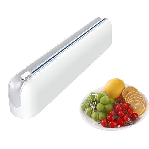 Quasziwa Aluminum Foil & Plastic Wrap Dispenser with Cutter - Easy One-Hand Operation, Space-Saving Kitchen Organizer for Worktops & Cabinets, Magnetic Cling Film Dispenser - Fits 12" Rolls, Gray - Image 1