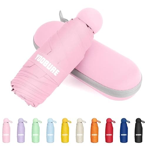 Yoobure Travel Umbrella Portable Compact Umbrellas, Pocket Mini for Purse, Umbrellas for UV Sun & Rain Small for Backpack, Umbrella with Case Folding for Kids Women - Image 1