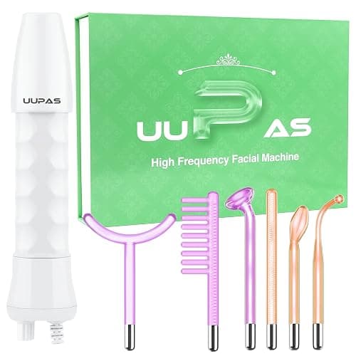 High Frequency Facial Wand - UUPAS Portable High Frequency Facial Machine with 6 Pcs Different Tubes(Orange & Purple) - Image 1