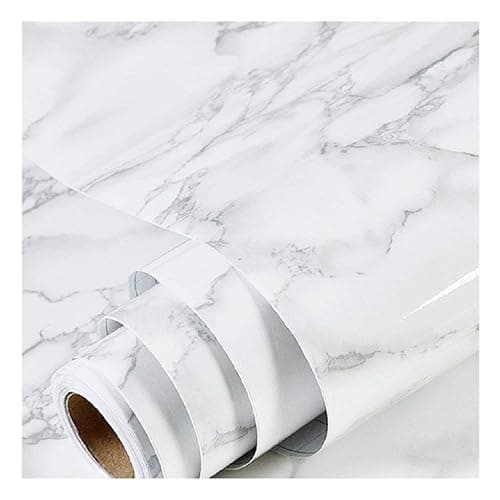 practicalWs Peel and Stick Marble Wallpaper 15.7'' x 472.4'' Marble Contact Paper for Cabinets and Drawers, White Gray Granite Self Adhesive Removable Kitchen Backsplash Vinyl Wall Paper - 15.7" x 472.4" - Gray/White - Image 1