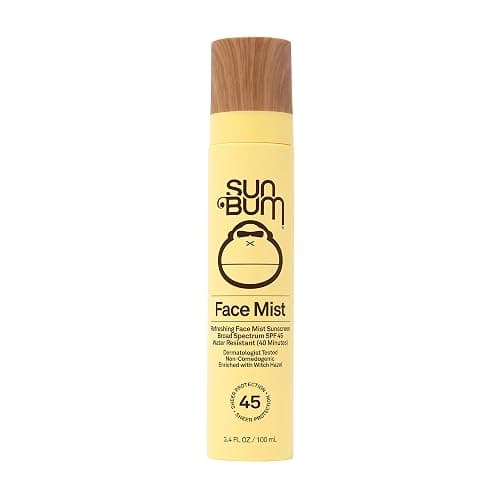 Sun Bum Original SPF 45 Sunscreen Face Mist | Vegan and Hawaii 104 Act Compliant (Octinoxate & Oxybenzone Free) Broad Spectrum Moisturizing UVA/UVB Facial Sunscreen Spray with Vitamin E | 3.4 oz,Clear - Image 1