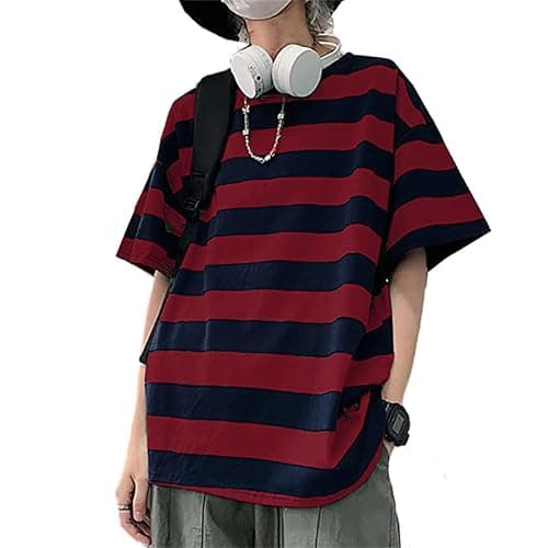 LAVASEON Harajuku Oversized Striped T-Shirt Long Sleeve Crew Neck Casual Matching Couple Streetwear Pullover - Image 1