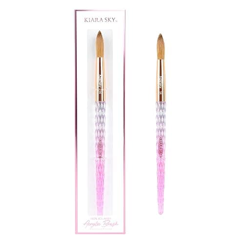 Kiara Sky Kolinsky Acrylic Nail Brush #14 – Pure Kolinsky Sable Hair, Pink Crystal Handle, Acetone Resistant, for Acrylic Application, Extensions & 3D Nail Art - Image 1