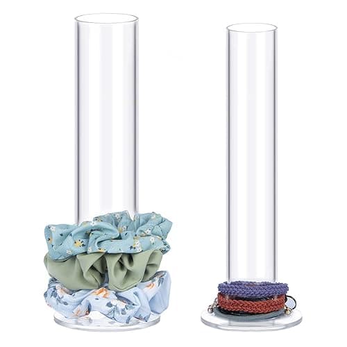 ByKen 2PcS Acrylic Scrunchie Holder Organizer,Hair Ties Holder for Bathroom,Clear Hair Accessories Bowknot Organizer,Room Decor for Girls - Image 1