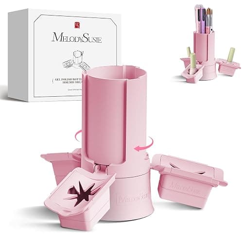 MelodySusie GelCarousel for Nail Polish Bottle Holder and Nail Art Tools Organizer, 360° Rotating Storage Container with 3Pcs Detachable Silcone Gel Polish Holder, Pink(Only Box) - Image 1