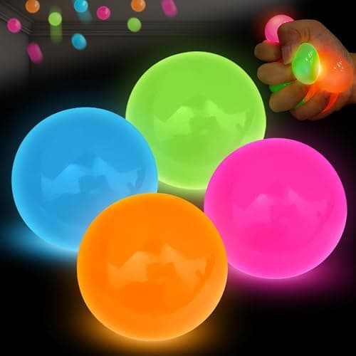 12Pcs Glow in The Dark Sensory Balls, Upgraded Glowing Sticky Balls Stick to The Ceiling, Stress Relief Sensory Ball Toys for Adults & Kids, Stocking Stuffers, Asmr Cool Stuff & Party Favors - Image 1