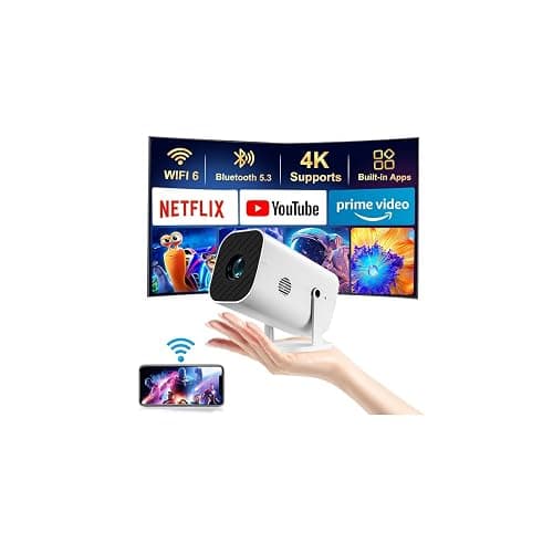 【Built-in APPS & Electric Focusing & Auto Keystone】Mini Projector With Wifi And Bluetooth, 1080P Portable Projector, Movie Projector for Bedroom, Supports Smartphones/TV Stick/iPad/PS5/Laptop/HDMI/USB - Image 1