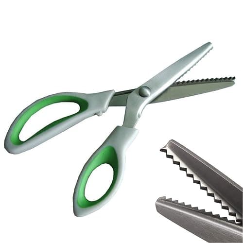 JISTL Green Pinking Shears Comfort Grips Crafts Zig Zag Cut Sewing Scissors,Professional Handheld Dressmaking - Image 1