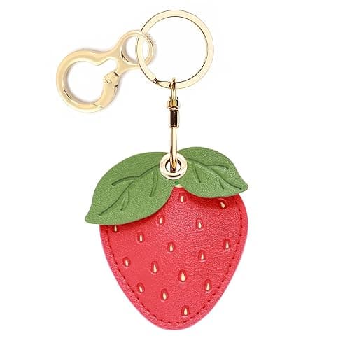 Leather Keychain Holder Case Compatible with AirTag,Cute air tag Cover with Keychain Ring,GPS Tracker Case for Keys - Image 1