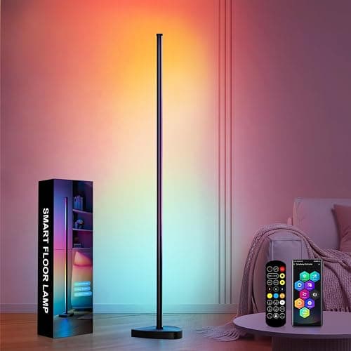 NWUNJ Smart RGBIC LED Corner Floor Lamp with Music Sync,App & Remote Control,16 Million DIY Colors,300+ Scenes,Color-Changing Ambient Lighting for Gaming Room, Bedroom, Living Room Lighting - Image 1