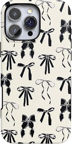 Casely iPhone 16 Pro Case | Goth Girlie | Black Bows Coquette | Compatible with MagSafe | Bold Protective Case Design - Image 1