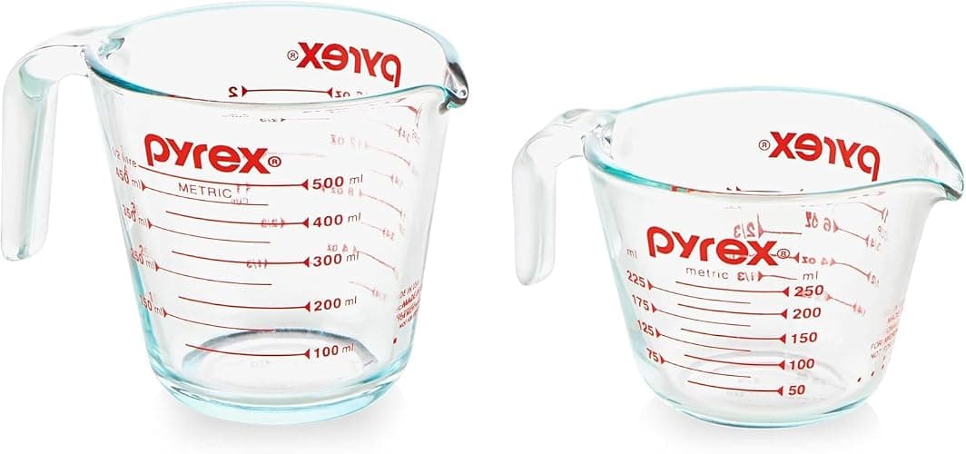 Pyrex Essentials (2-Pack) Glass Measuring Cups Set, (1 & 2 Cup) Measuring Cups For Prepping, Baking and Cooking, Preheated Oven, Dishwasher, Freezer, and Microwave Safe - Image 1