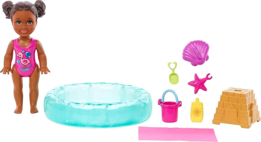 Barbie Skipper Babysitters Inc Small Doll & Accessories Playset with Brunette Doll, Swimming Pool & Water-Themed Pieces - Image 1