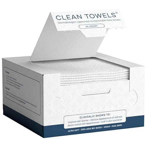 Clean Skin Club Clean Towels, 100% USDA Biobased Dermatologist Approved Face Towel, Disposable Clinically Tested Face Towelette, Facial Washcloth, Makeup Remover Dry Wipes, Ultra Soft (1 pack) - Image 1