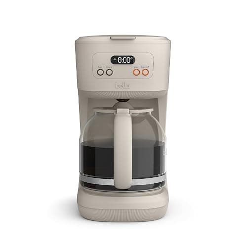 BELLA 12 Cup Programmable Coffee Maker, Reusable Dishwasher Safe Accessories, Easy LCD display, Auto Shutoff, 900 watt, Oatmilk - Image 1
