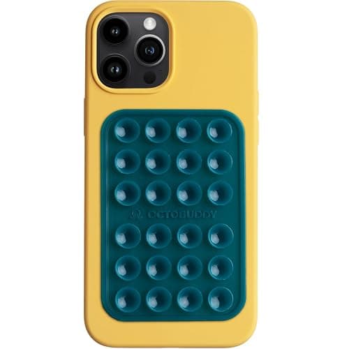 OCTOBUDDY Classic - Silicone Suction Phone Case Adhesive Mount - Hands-Free, Strong Grip Holder for Selfies & Videos - iPhone & Android Compatible - 2.25″ x 3.25″, Teal - Image 1