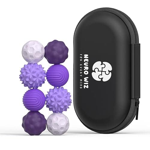 Magnetic Sensory Fidget Balls 8-Pack – Textured Silicone with Carry Case | Tactile Toy for Teens & Adults | Focus, Stress & Anxiety Relief | Ideal for ADHD, Autism, Desk or Travel (Purple, 8-Pack) - Image 1