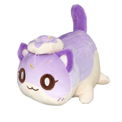 Womise Cat Plush Toy,Mee-Meow Cat Food Plushies Cat, Cute Anime Cartoon Cat Stuffed Animal Figure Toy Plush Pillow Gift for Kids and Festival Gift (Donut Cat) - Image 1