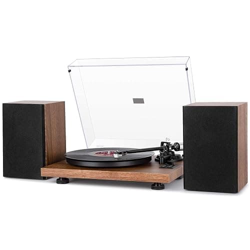 1 by ONE Bluetooth Turntable HiFi System with 36 Watt Bookshelf Speakers, Patend Designed Vinyl Record Player with Magnetic Cartridge, Bluetooth Playback and Auto Off - Image 1