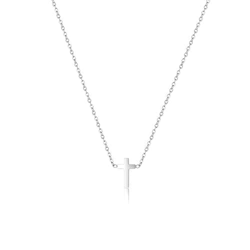 Mauzew Cross Necklace for Women Gold CZ Sideways Cross Pendant Necklace Dainty Tiny Cross Choker Necklace Trendy Jewelry Christmas Gifts - Image 1