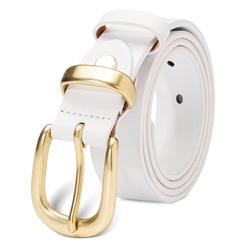 wolksprong Womens Belts for Jeans 1.1" Width Ladies Belts for Dresses Full Grain Leather Gold Buckle Belt Gift Box - Image 1